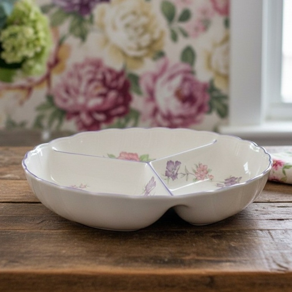 Suzuki‎ and Asuka Japan Floral Divided Serving Tray, Vtg You & Me Ceramic Server
